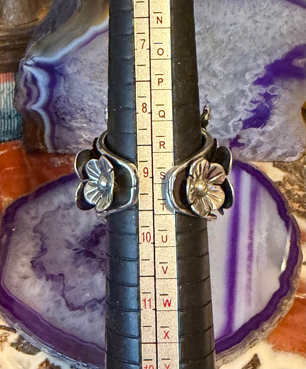 Taxco Mexico Sterling Silver Tarantula Spider & Flowers Ring • Size 7-9