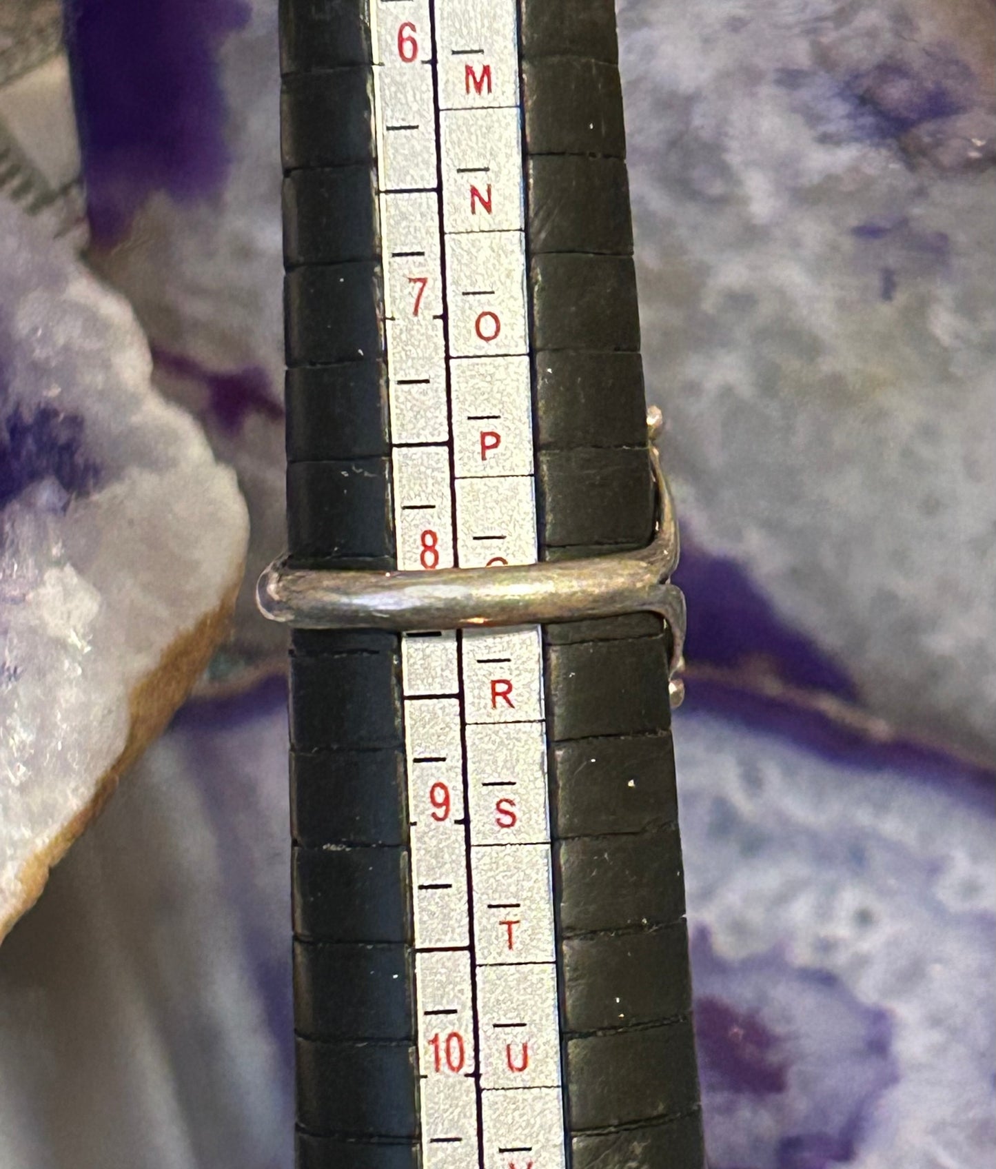 Vintage Sterling Silver Navajo RAMONA Purple Stone & Flowers Signed Ring Sz 8