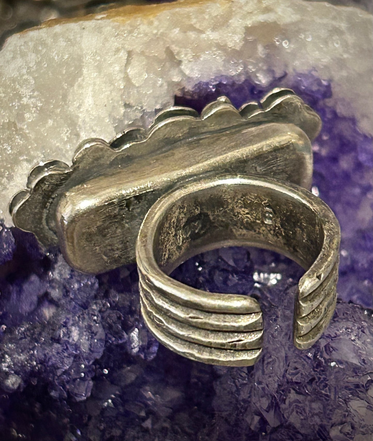 GUZ LOVE 1of1 Sterling Silver FLOWER BAR Ring • Size 5-6.5