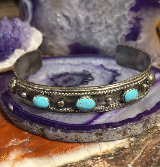 Vintage Sterling Silver Turquoise Cuff Bracelet