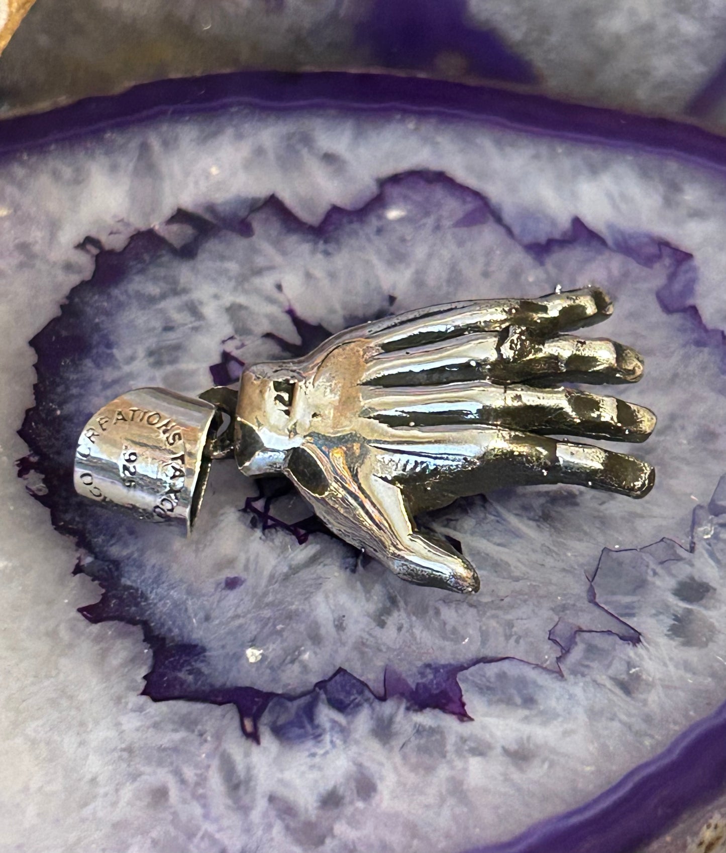 Sterling Silver Taxco Mexico All Seeing Eye Hand Of Protection Pendant