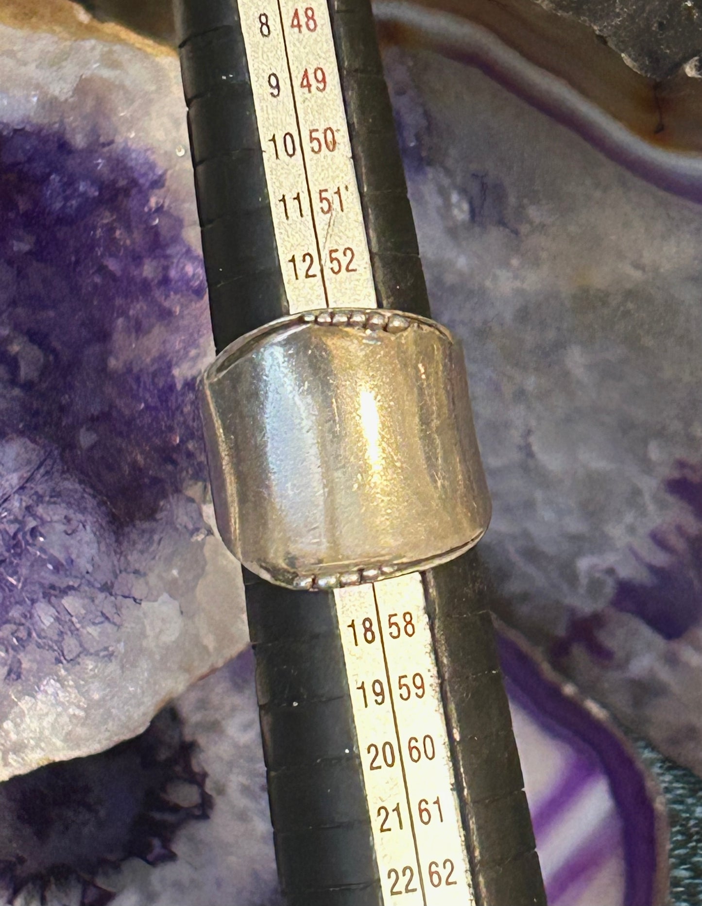 Sterling Silver Vintage Modernist Abstract Wide Band Ring Size 7