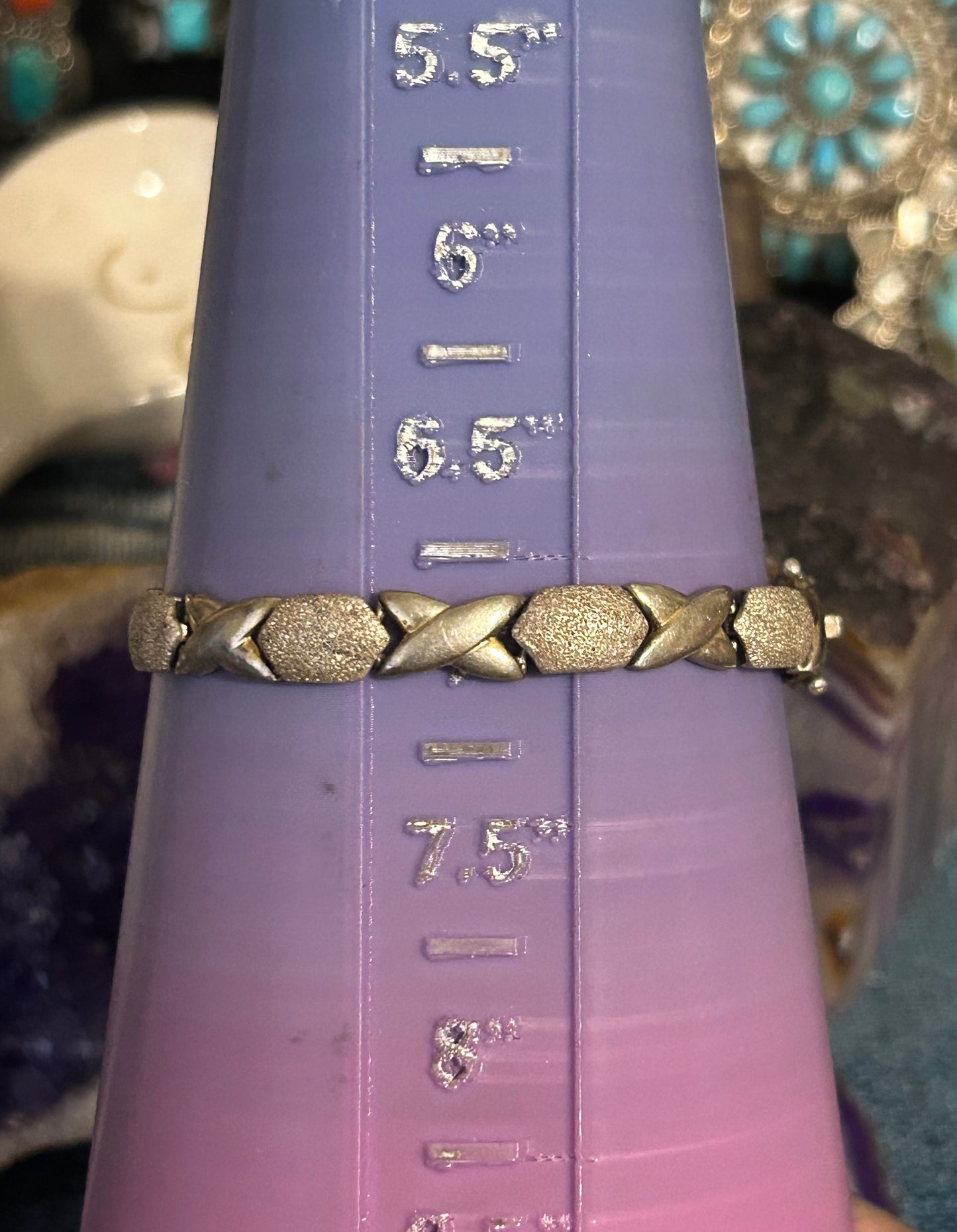 Vintage 925 Sterling Silver XOXO Hexogon Link Bracelet