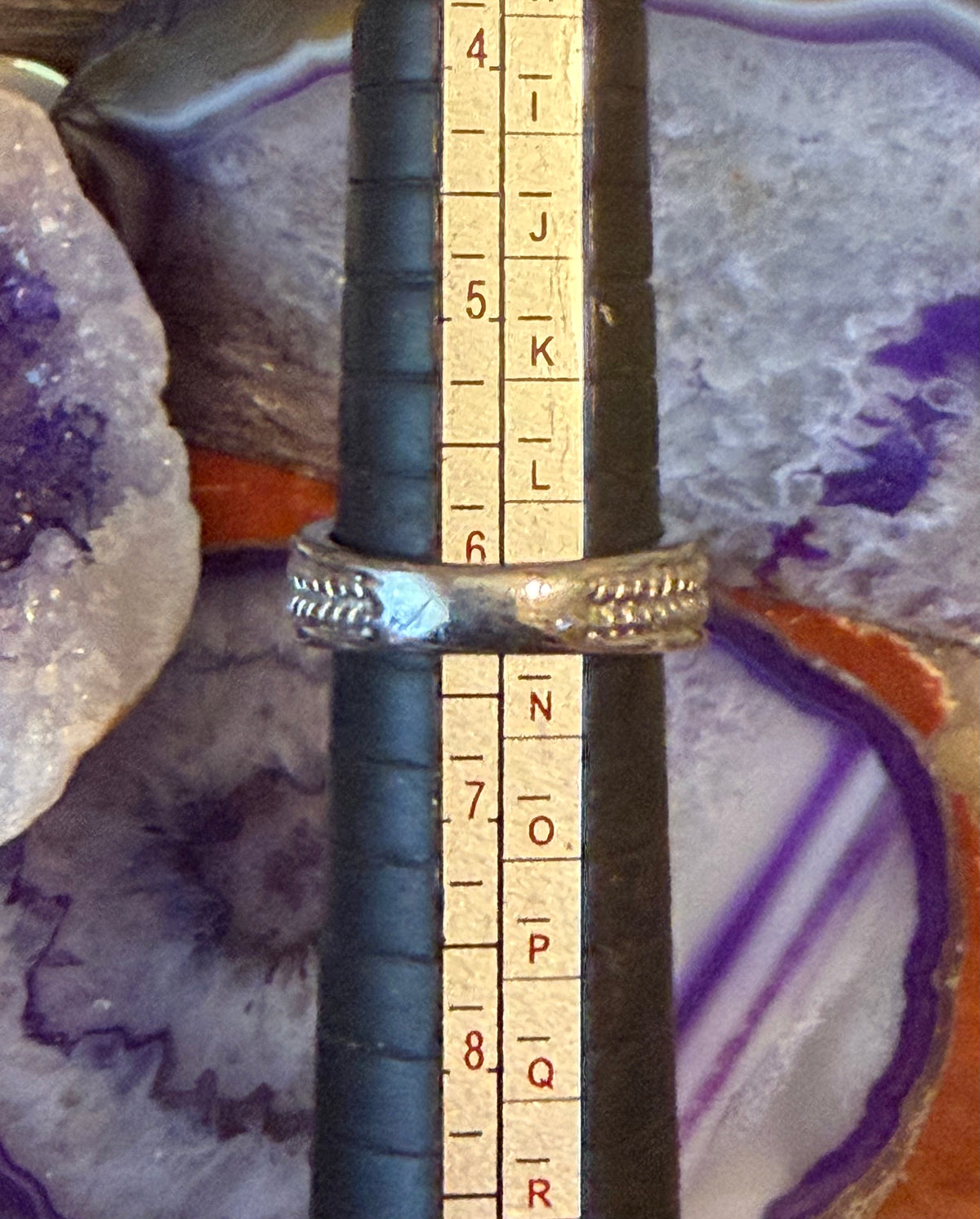 Sterling Silver 925 Genuine Orange Diamonds Ring w/ Rope Detailing Size 6