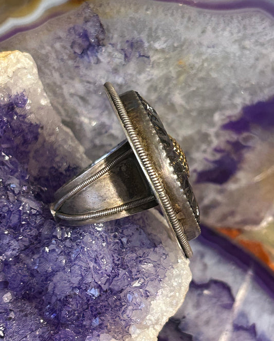 Sterling Silver Mars & Valentine Echo Of Dreamer Purple Sunflower Ring Size 7.75