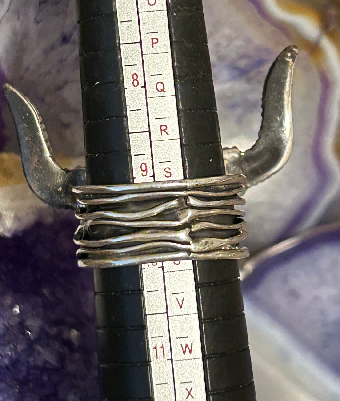 Sterling Silver Taxco Bull Skull Ring With Turquoise Size 9