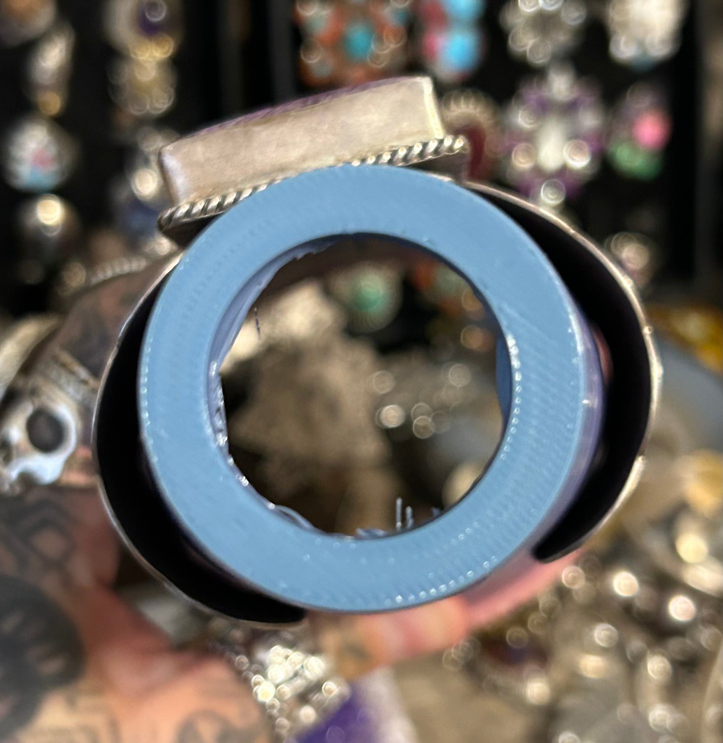 Sterling Silver & Charoite Southwestern Large Stamp Work Cuff