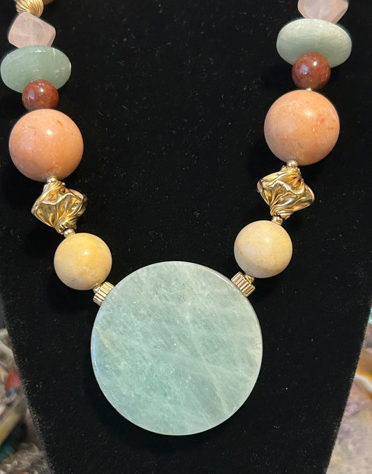 Vintage Deadstock Rosemary G Ro-Do Multi Stone Bead Necklace