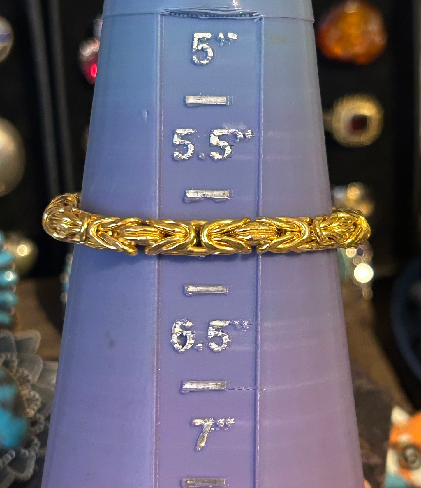 Sterling Silver w/ Gold Over 6.5mm Byzantine Bracelet • Small Wrist
