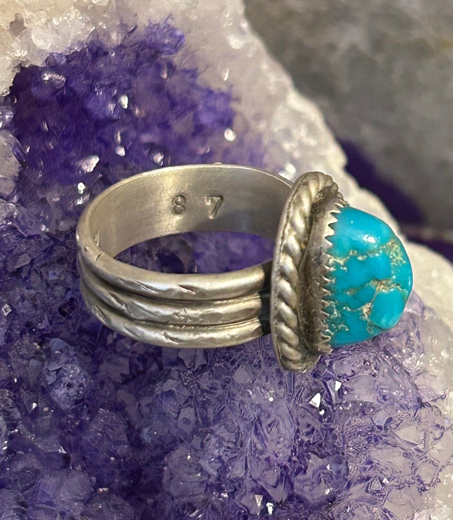 GUZ LOVE NO.87 • Sterling Silver Turquoise Nugget Ring • Size 7.5