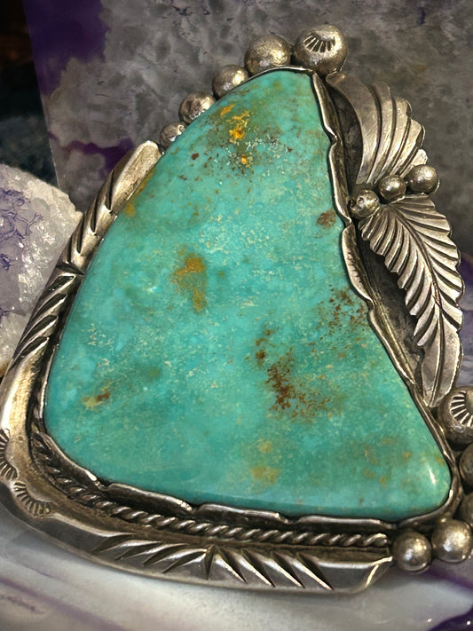 Vintage Sterling Silver Massive Turquoise Statement Ring Size 8.5