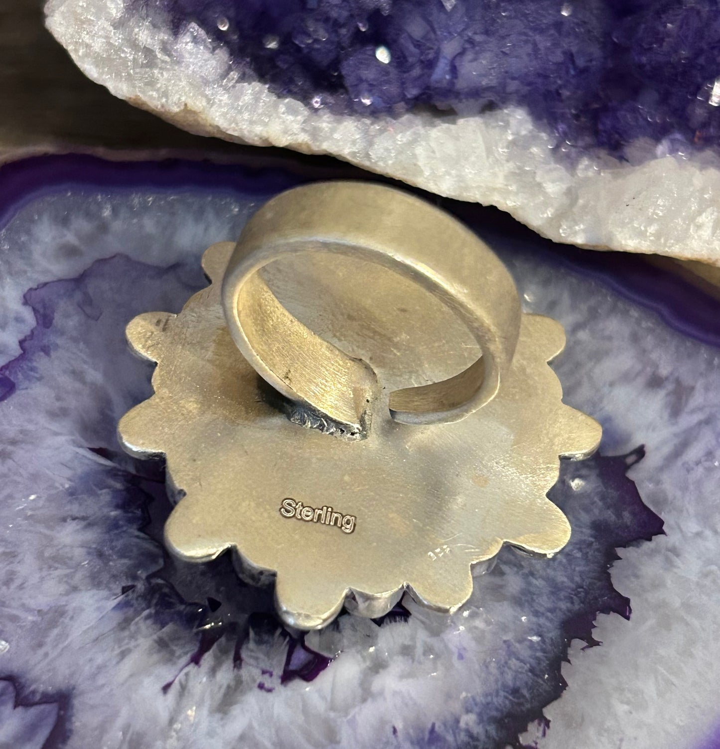 Sterling Silver Turquoise And Wild Horse Stone Ring Adjustable