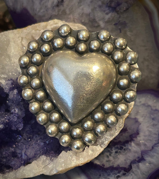 GuzFurbished Sterling Silver Statement Heart Ring • Adjustable