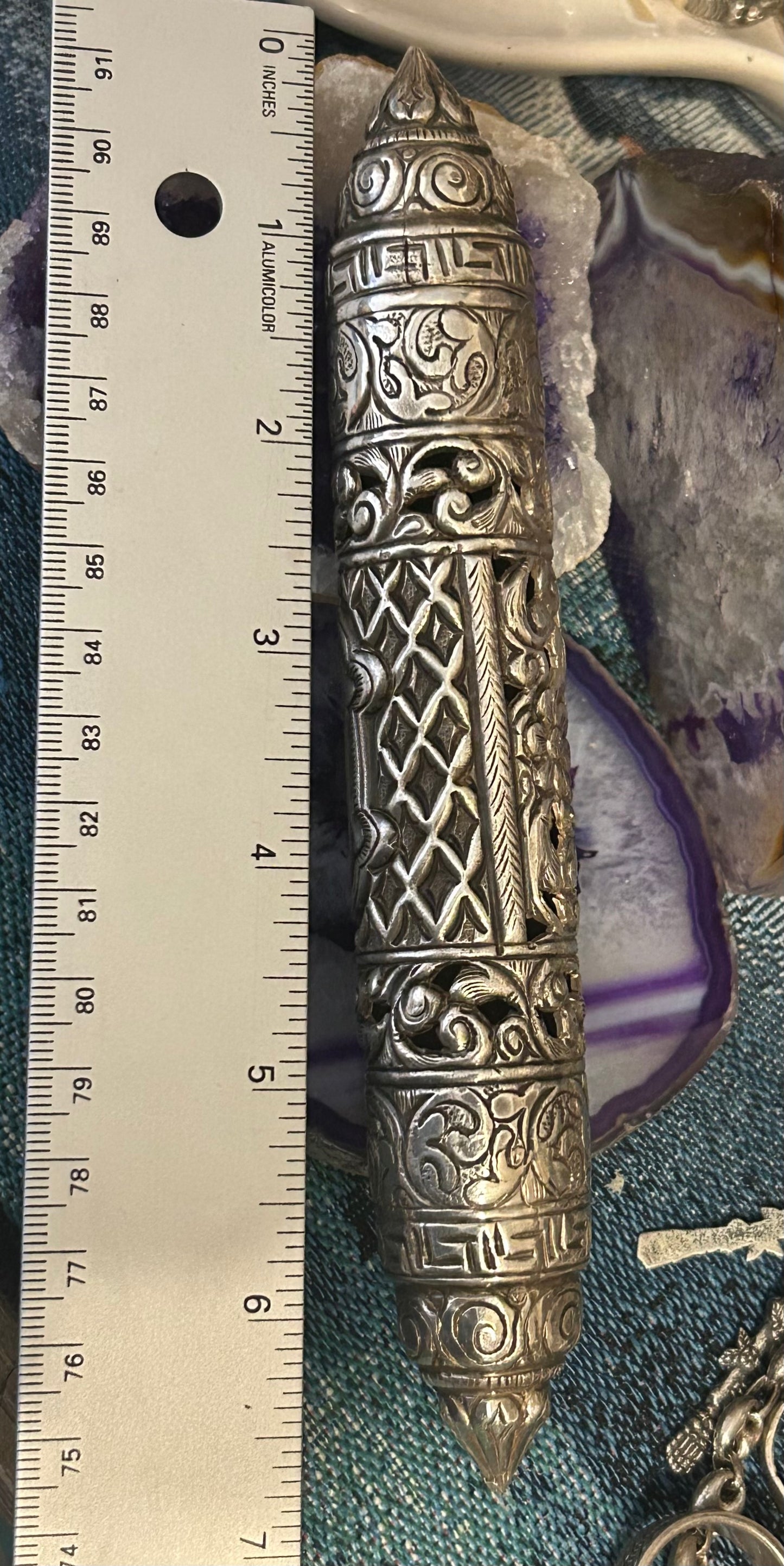 Vintage Sterling Silver Mezuzah Scroll Case