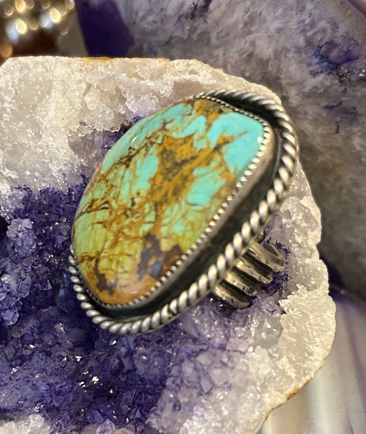 GUZ LOVE NO.85 • Sterling Silver & Large Turquoise Ring • Adj 6.5-7.5