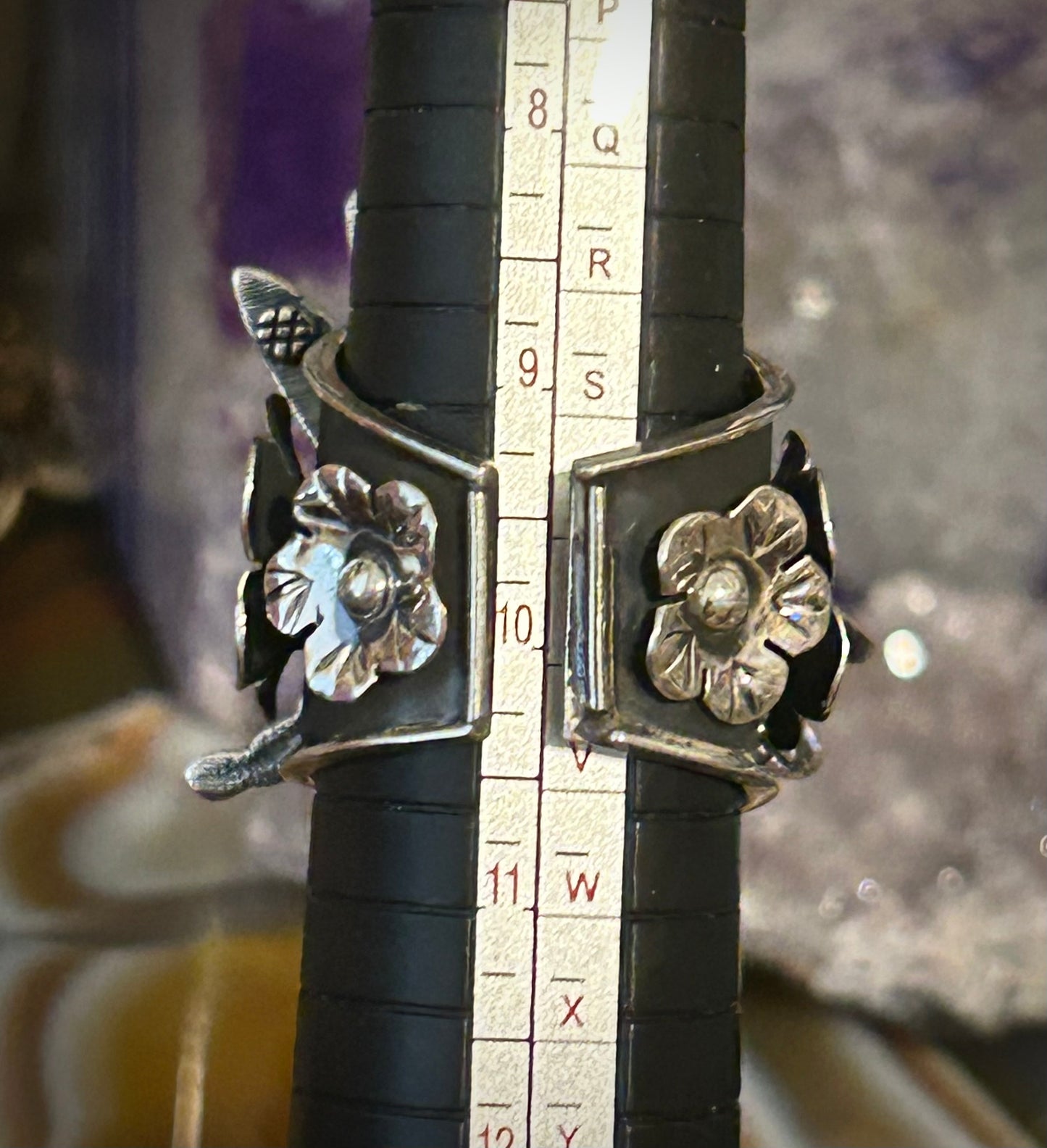 Sterling Silver Taxco Mexico Dragonfly And Flower Statement Ring
