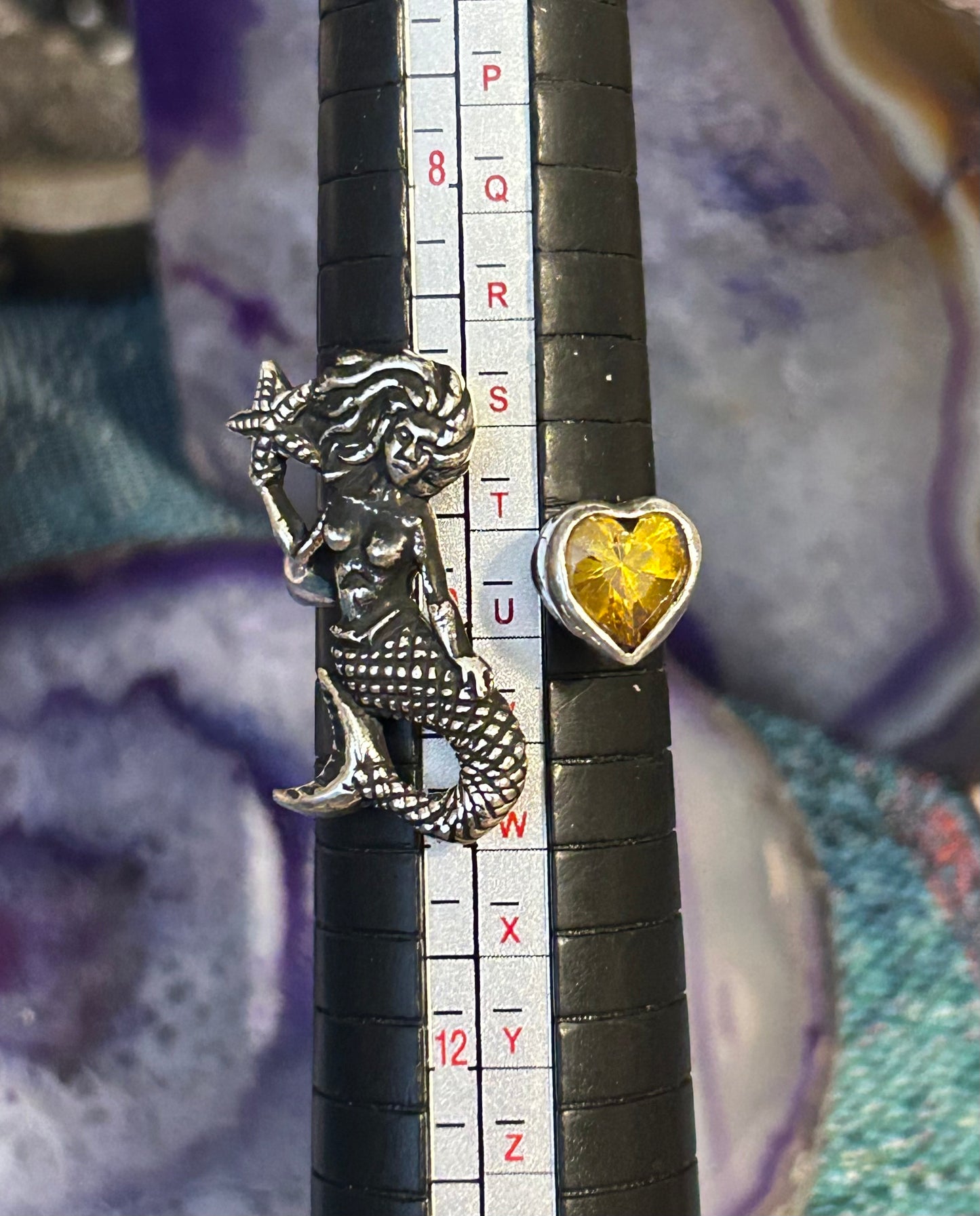 Sterling Silver Taxco Mexico Mermaid & Citrine Zircon Bypass Ring