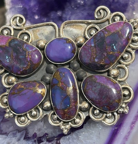 Sterling Silver & Purple Mojave Turquoise Statement Butterfly Adjustable Ring