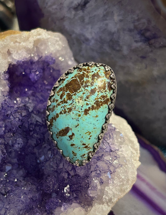 GUZ LOVE NO.90 • Large Turquoise & Sterling Ring Size 6-7
