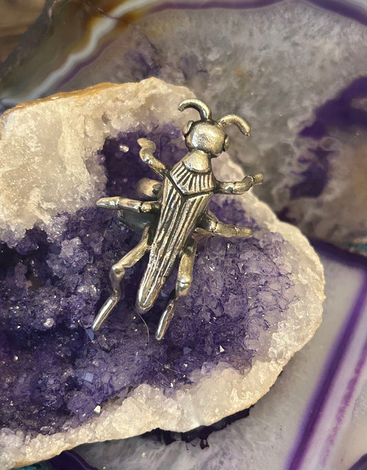 Sterling Silver Modern Taxco Mexico Insect Grasshopper adjustable Ring