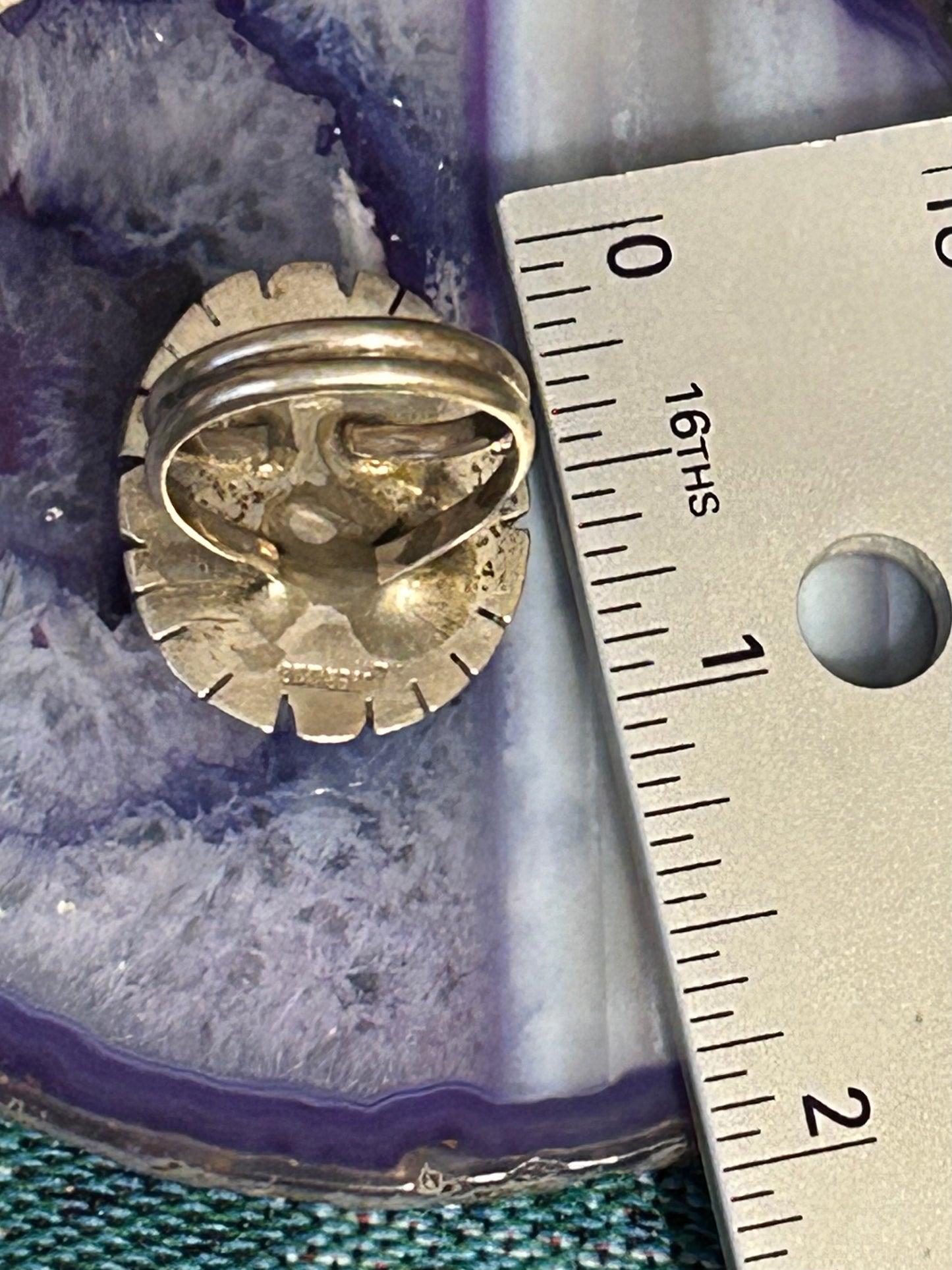 Sterling Silver Oval Natural Turquoise Ring • Size 7