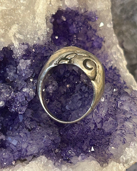 Vintage Sterling Silver Abstract Modernist Ring Size 6