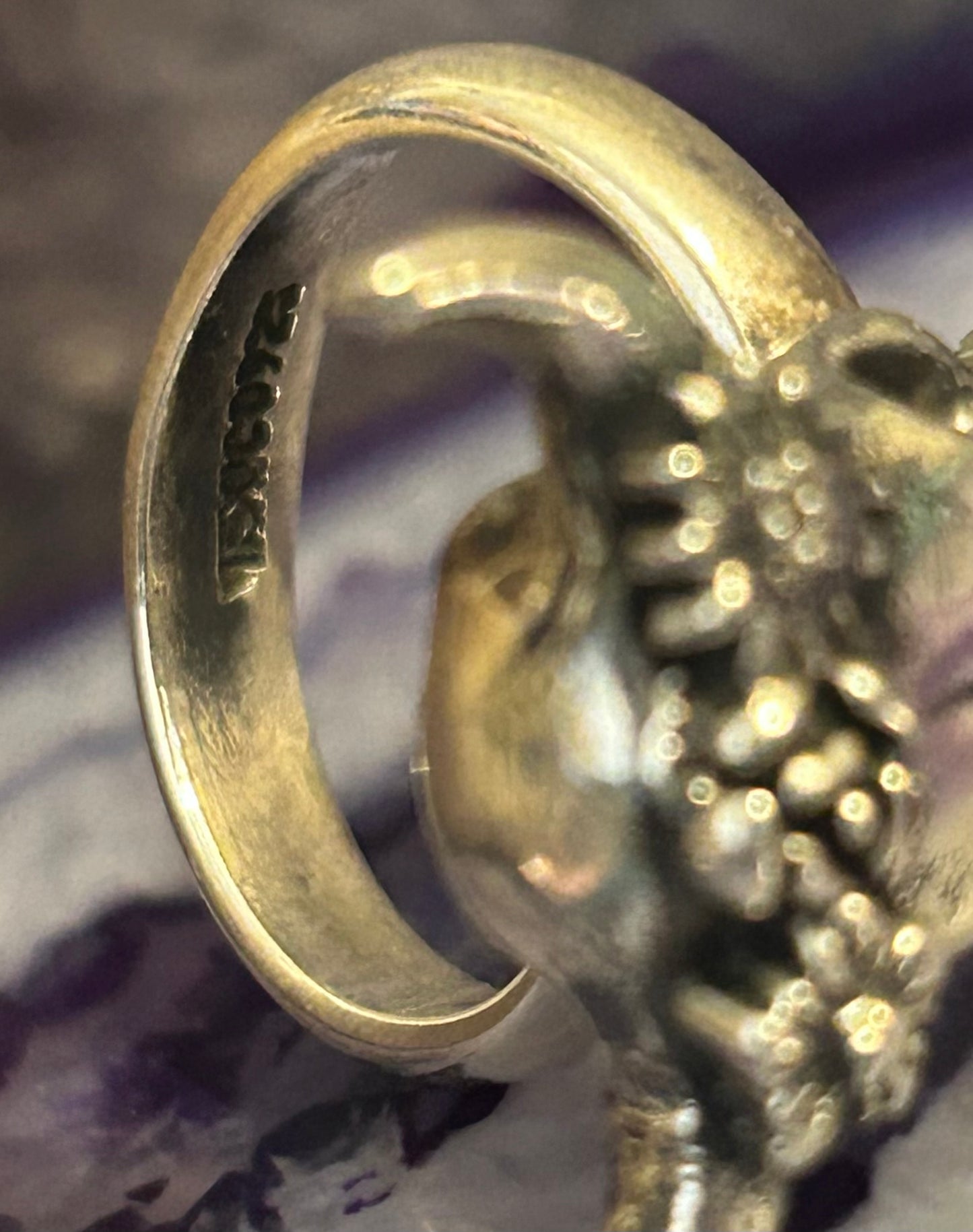 Sterling Silver Modern Taxco Bull/Cow Skull w/ Flower Crown Ring