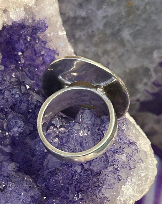 Sterling Silver Vintage Cameo Ring W/ Rope Border Size 6.5