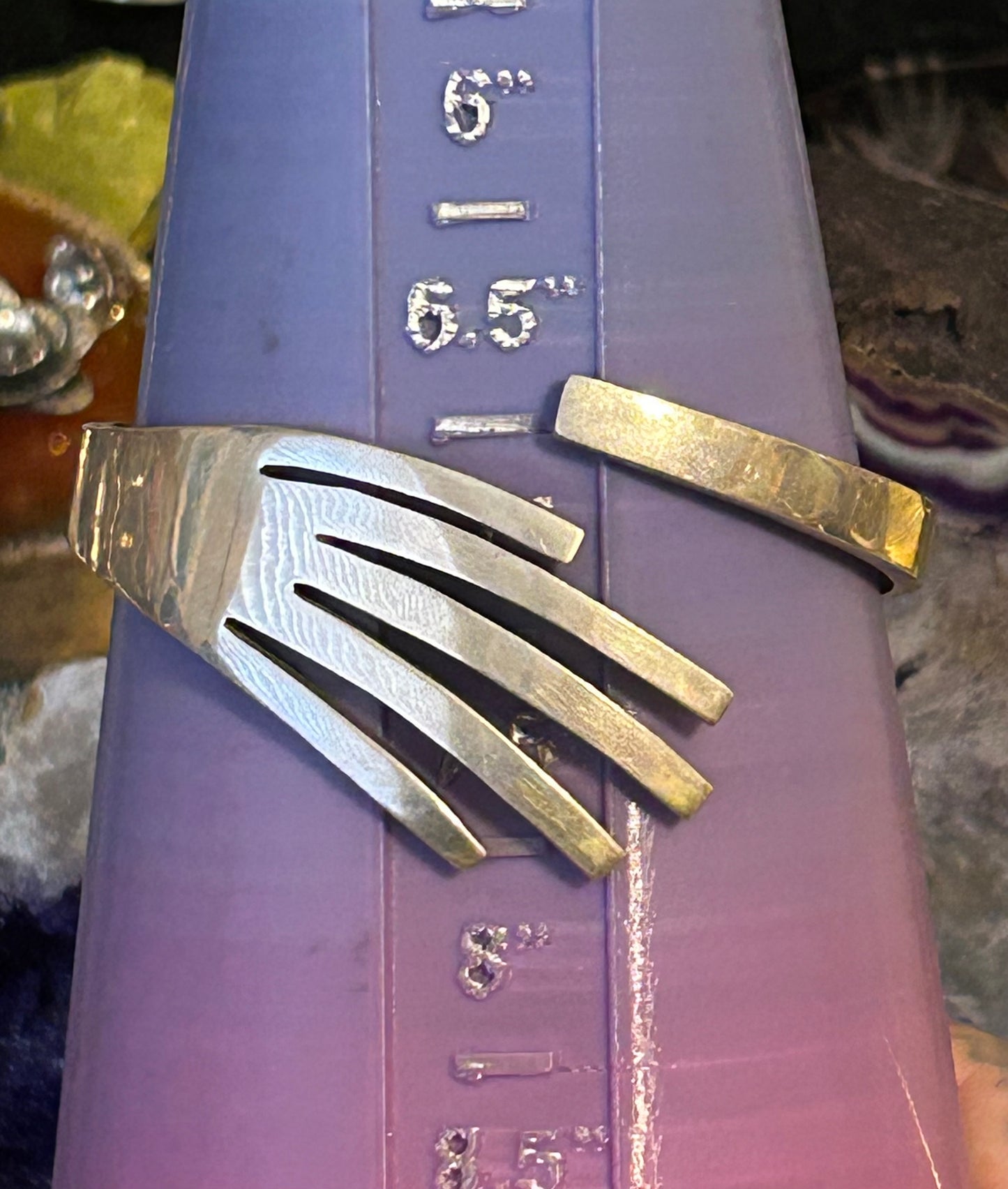 Vintage Taxco Mexico Sterling Silver Modernist Hinge Bracelet