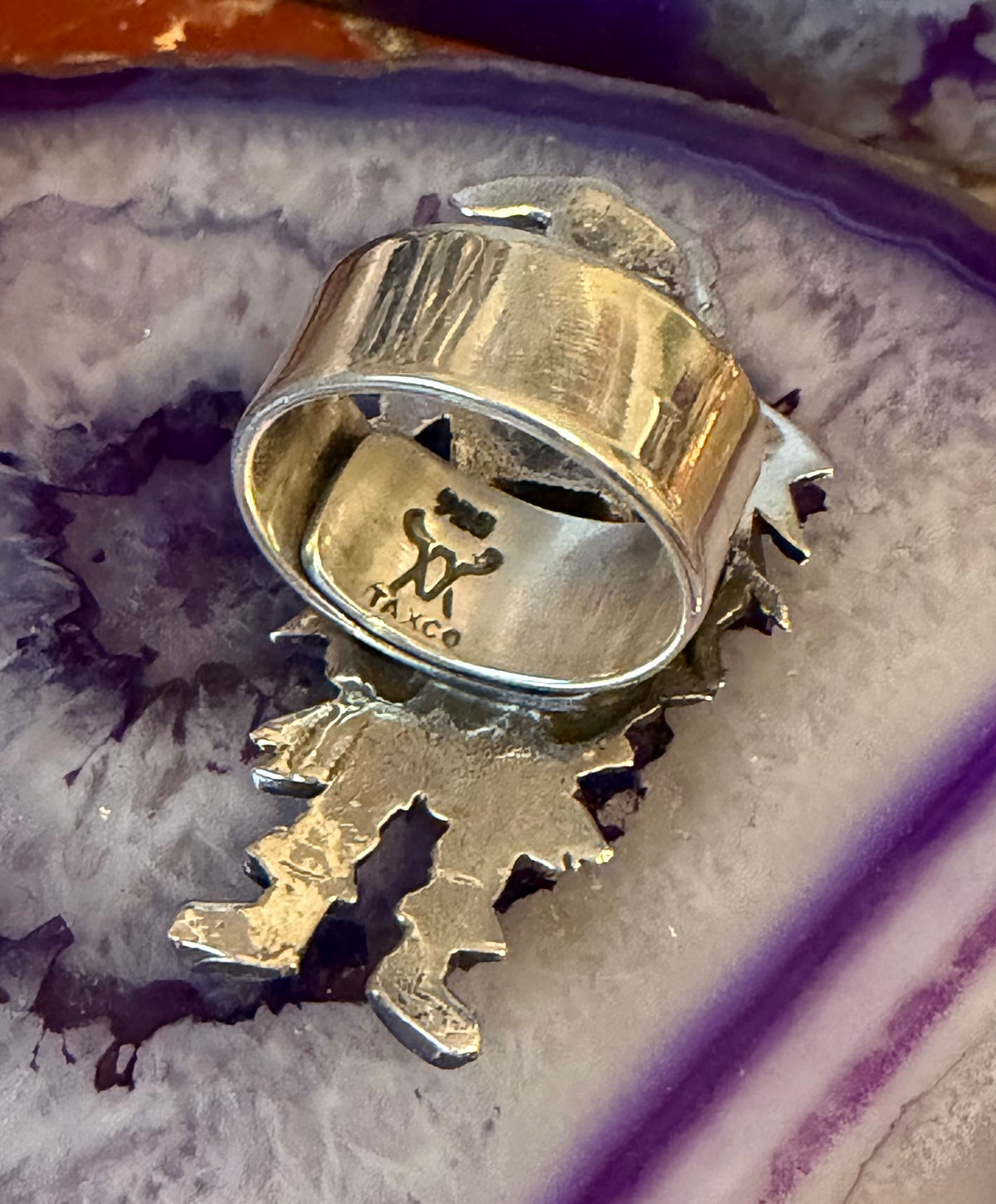 Sterling Silver Modern Taxco Mexico Jack-o’-lantern Scarecrow Statement Ring