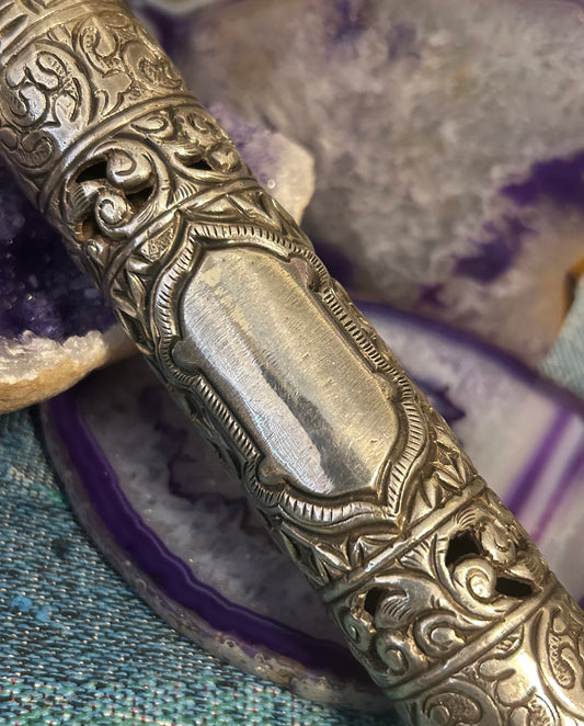 Vintage Sterling Silver Ornate Scroll Case