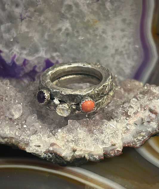 GUZ LOVE NO.50 • GuzFurbished 3-Stone “Apocalypse” Ring • Size 5.5