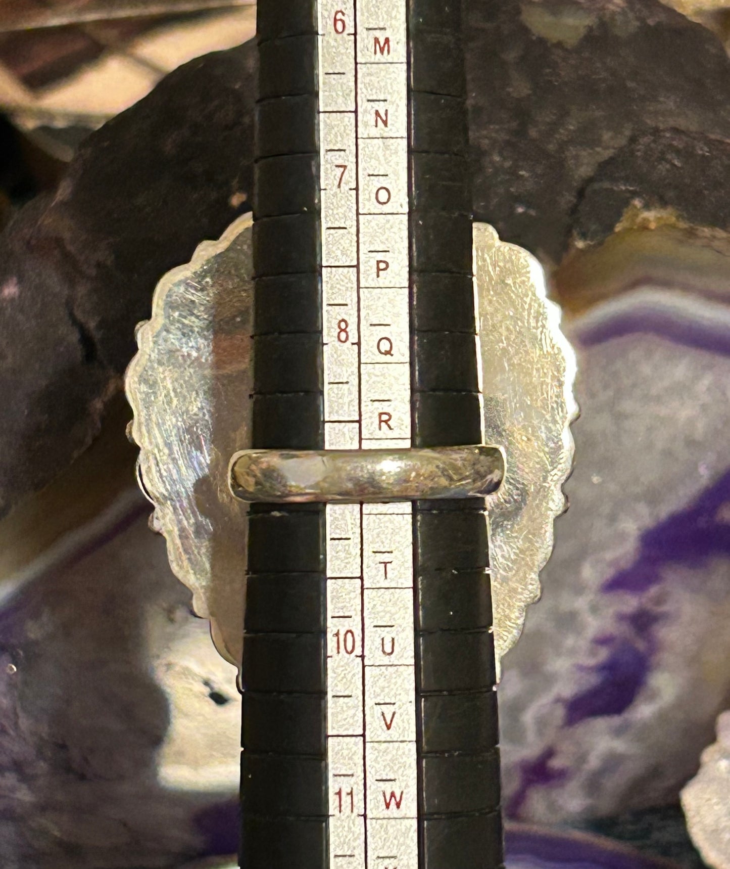 Sterling Silver Turquoise & Amethyst Multi Stone Statement Ring Size 9