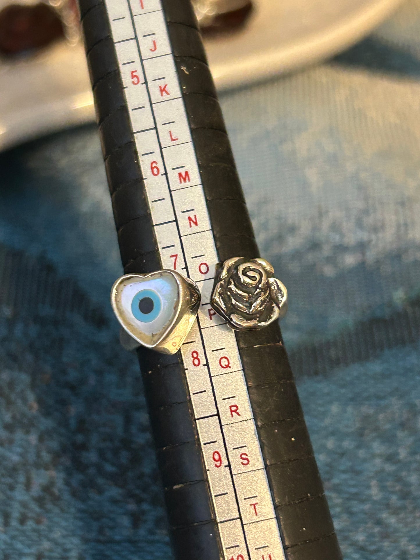 Sterling Silver Taxco Mexico All Seeing Eye Heart & Rose Bypass Ring Size 7-8.5