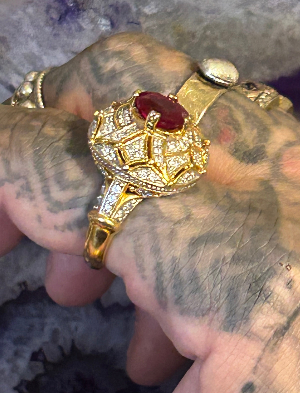 Vintage Gold Over Sterling Silver Ruby Ring Size 7