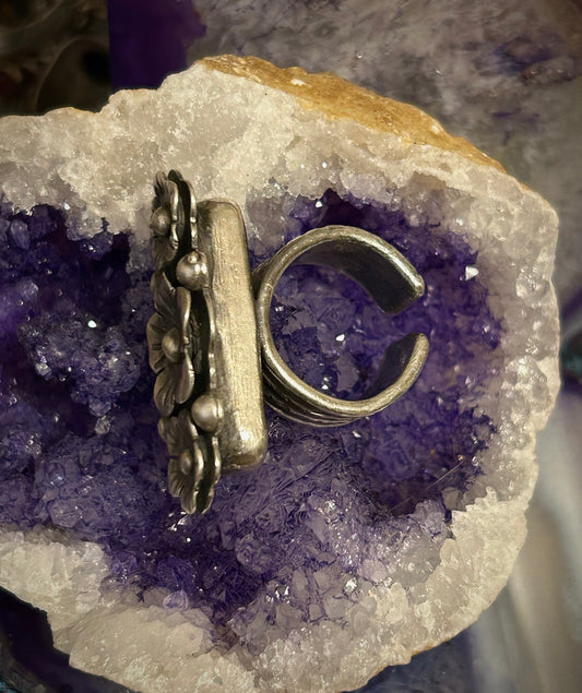 GUZ LOVE 1of1 Sterling Silver FLOWER BAR Ring • Size 5-6.5