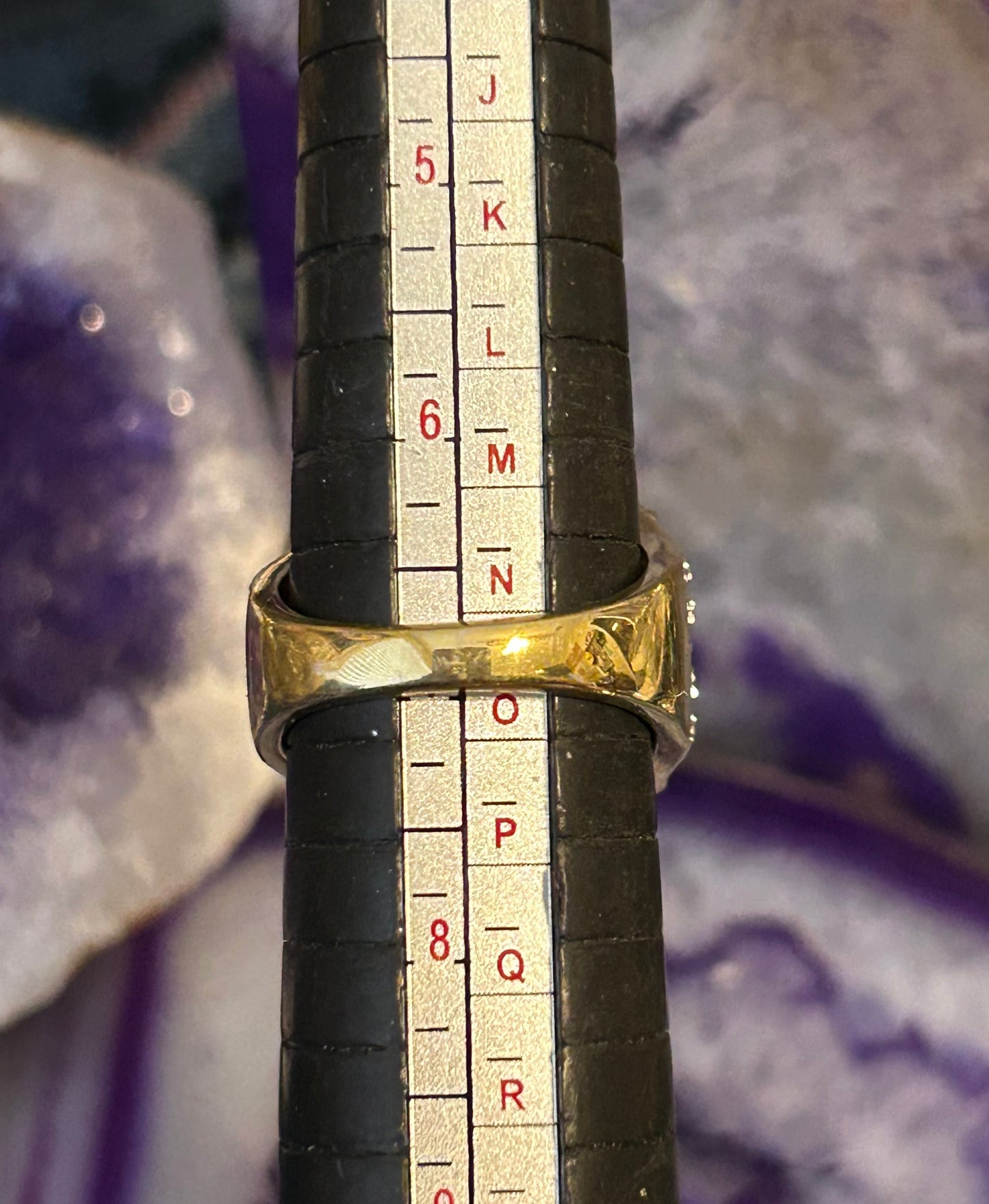 Sterling Silver w/ Gold Over Turquoise And Iolite Gemstone Ring Size 7