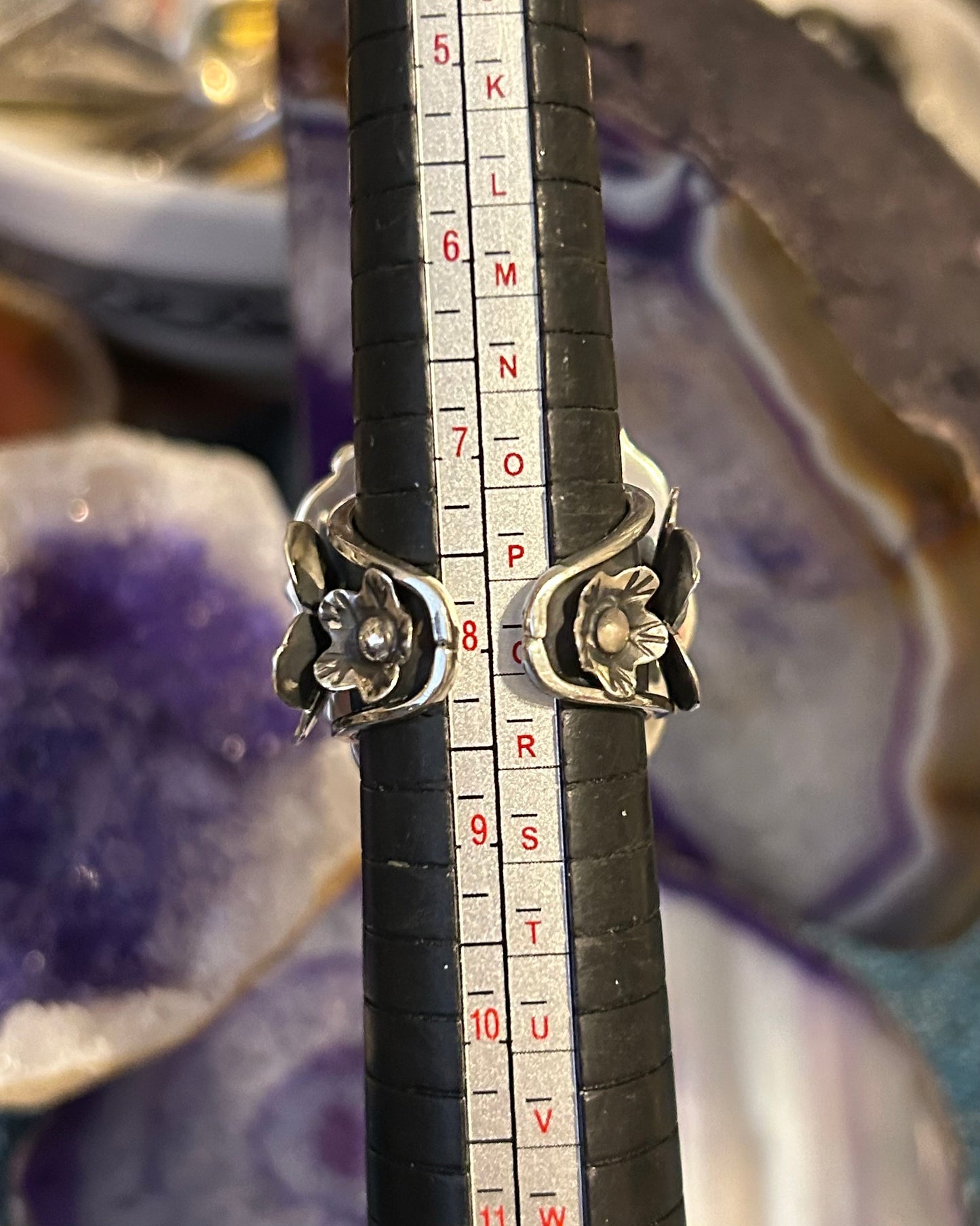 Sterling Silver Taxco Mexico Turquoise & Spiny Oyster W/ Flowers Statement Ring (6.25-8)