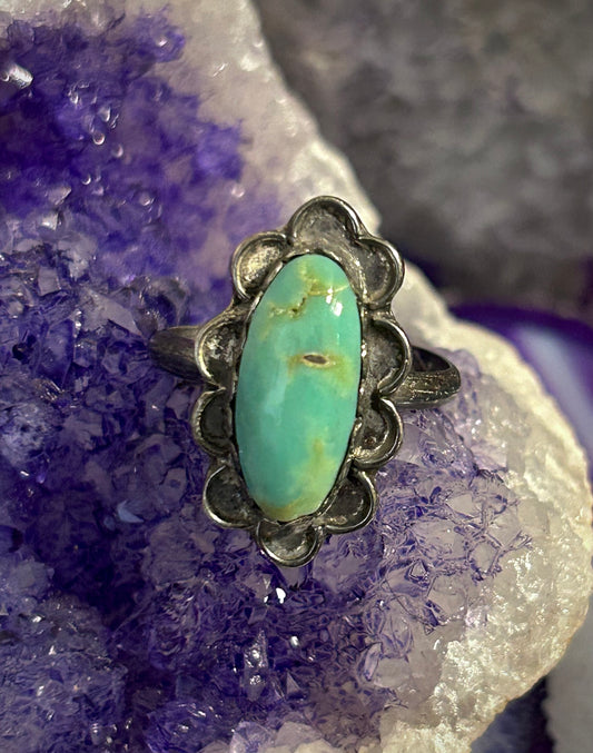 Vintage Sterling Silver Turquoise Ring Size 8