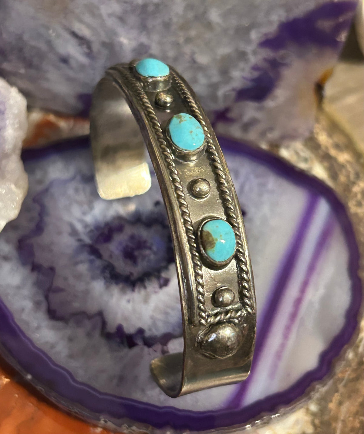 Vintage Sterling Silver Turquoise Cuff Bracelet