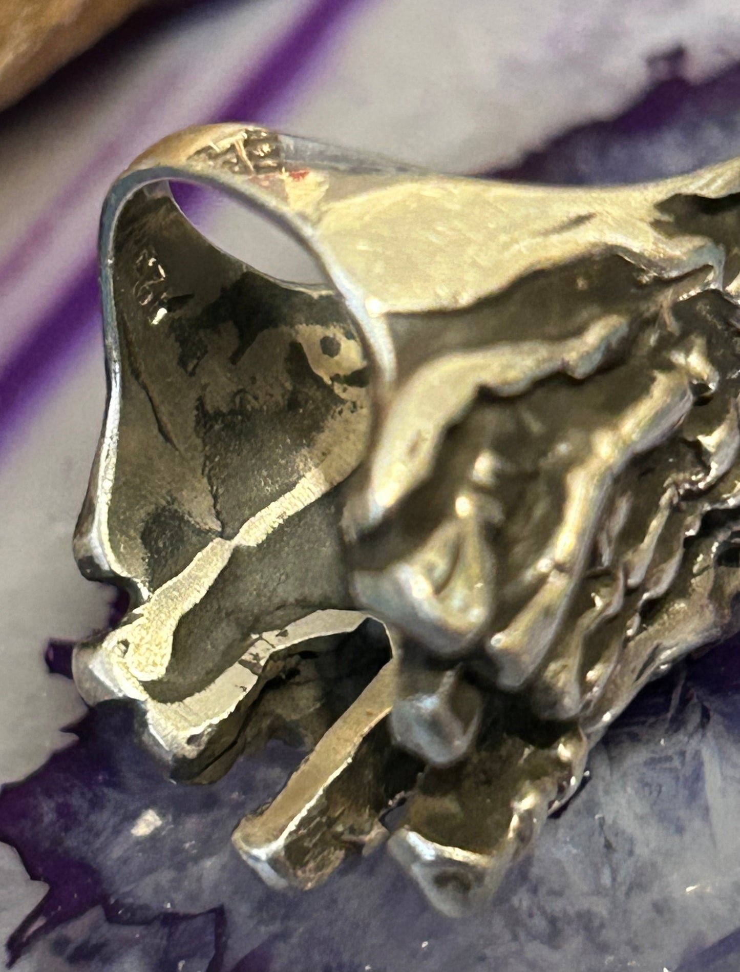 Sterling Silver Made In Taxco Skull Pirate Ring With Rubies • Size 7