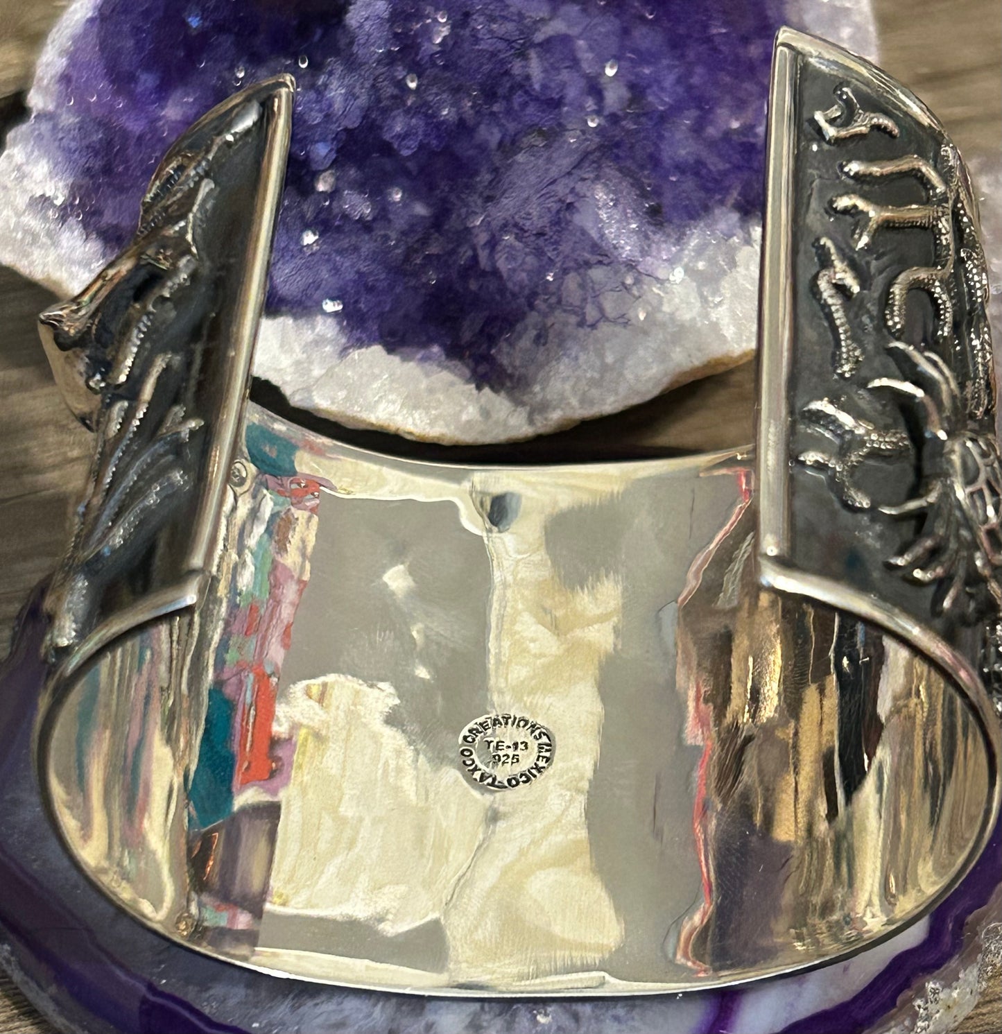 Sterling Silver Taxco Mexico Handmade Sea Life Cuff Bracelet