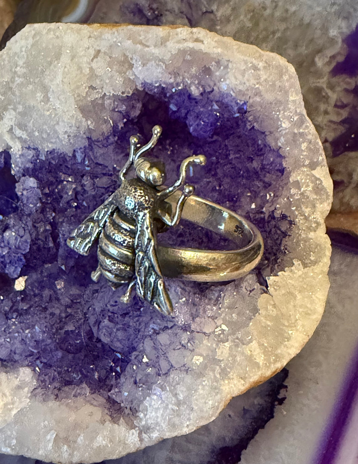 Sterling Silver Modern Taxco Mexico Adjustable Fly Insect Ring