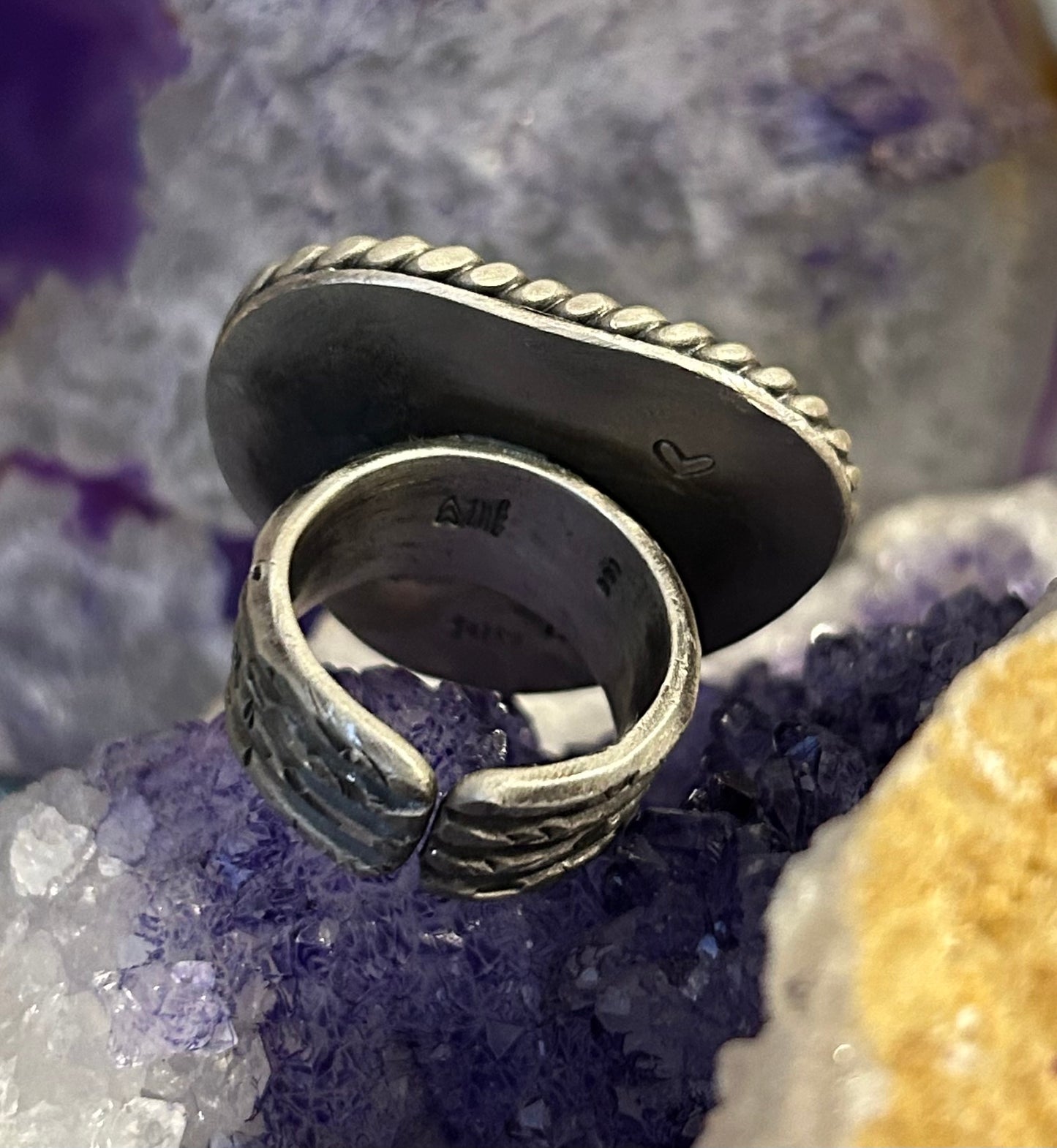 GUZ LOVE NO.86 • Sterling Silver & Large Turquoise Heart Ring Size 5-7