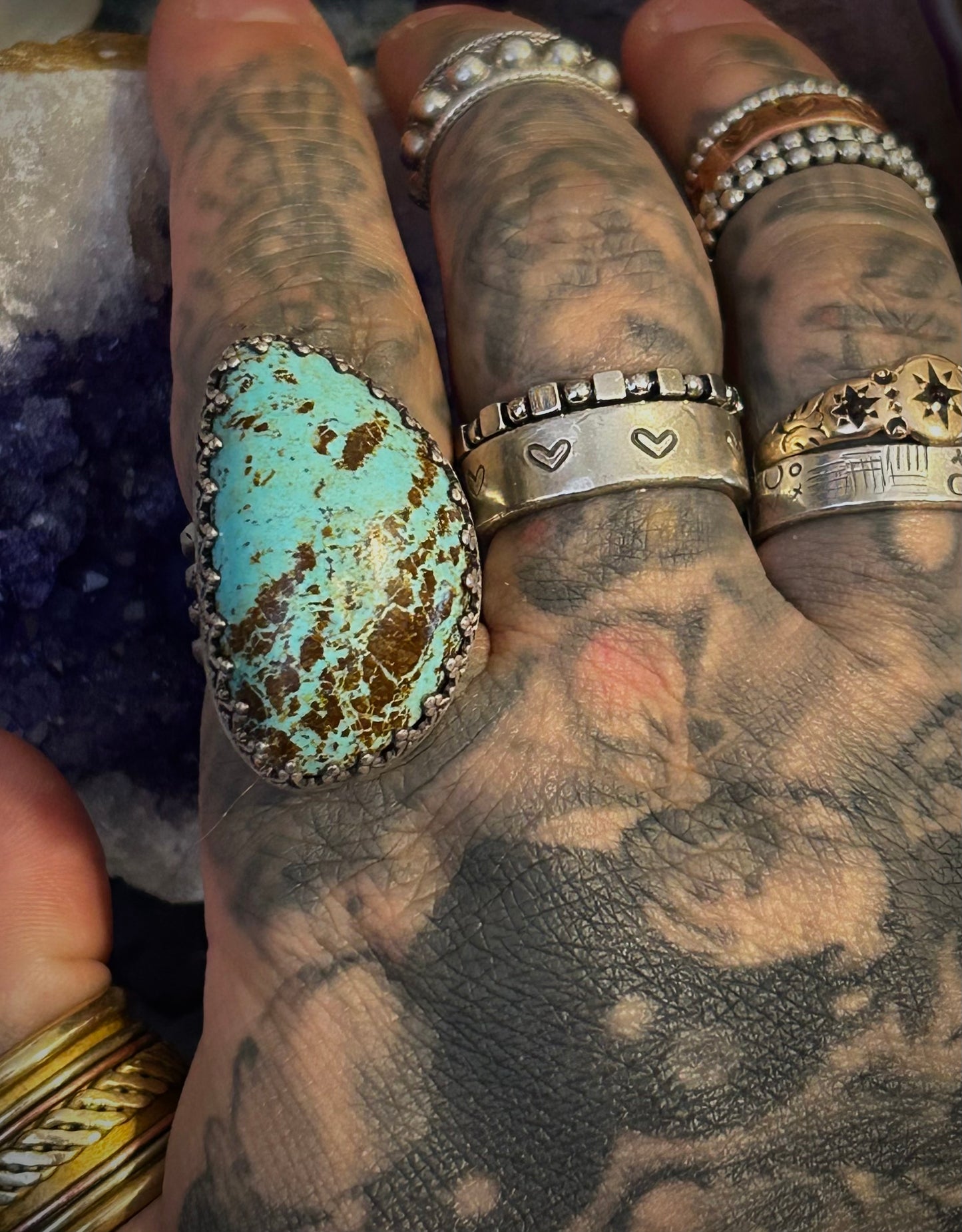 GUZ LOVE NO.90 • Large Turquoise & Sterling Ring Size 6-7