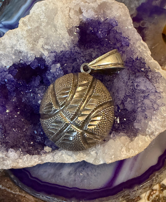 Vintage Sterling Silver 925 Large Basketball Pendant