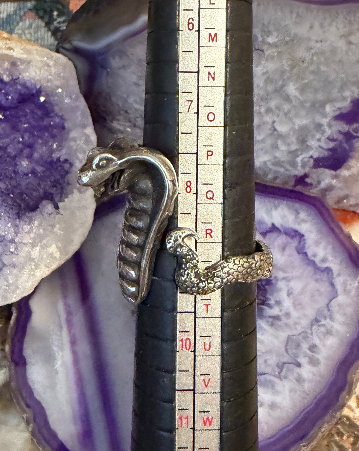 Sterling Silver Modern Taxco Mexico Large Cobra Snake Ring Sz 9-10