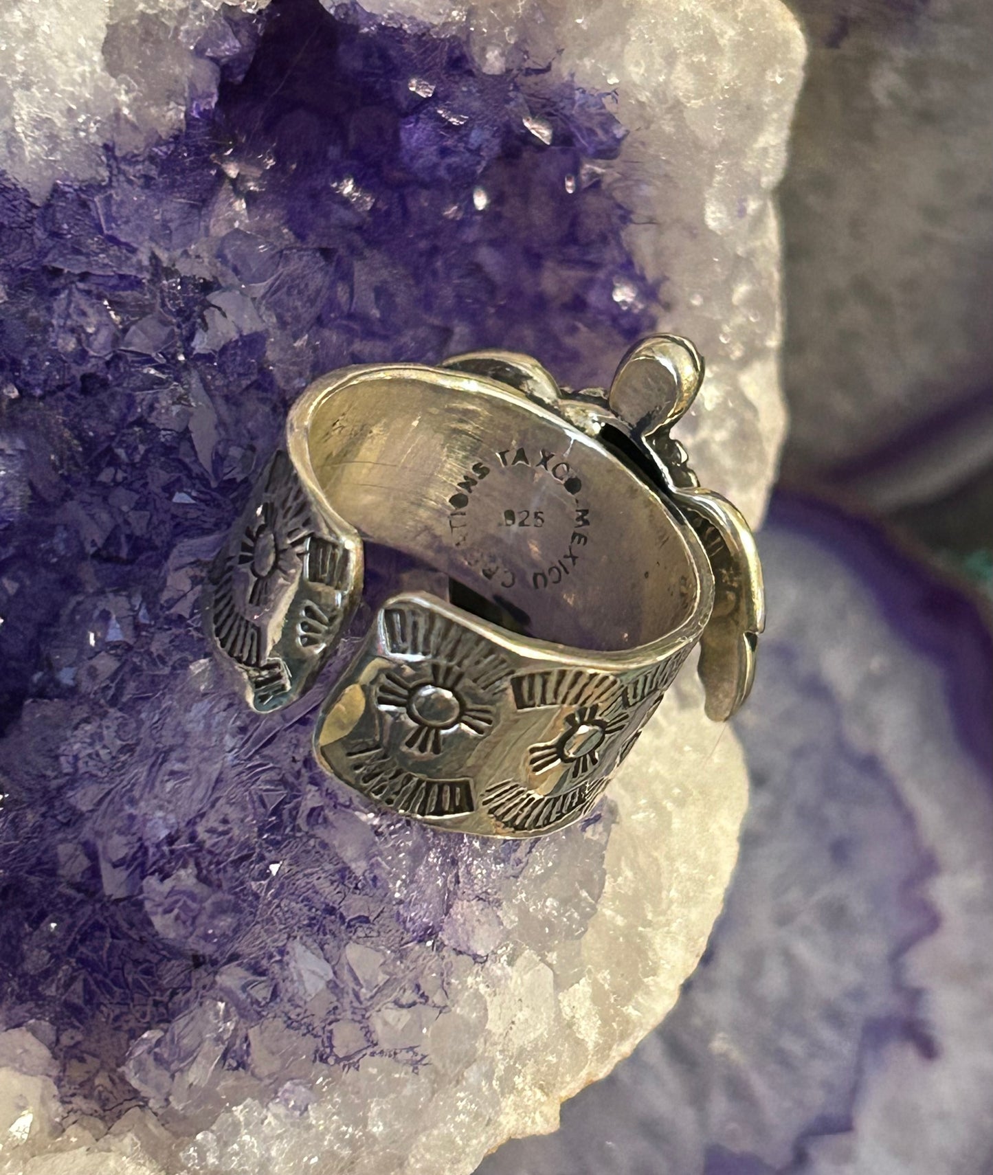 Sterling Silver Taxco Mexico Sea Turtle Ring Adjustable 8-10