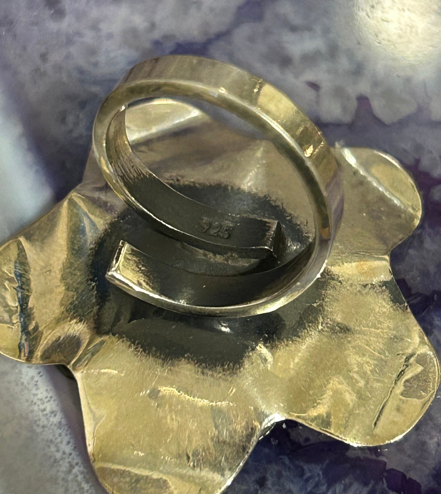 Sterling Silver Taxco Mexico Large Flower Ring Adjustable