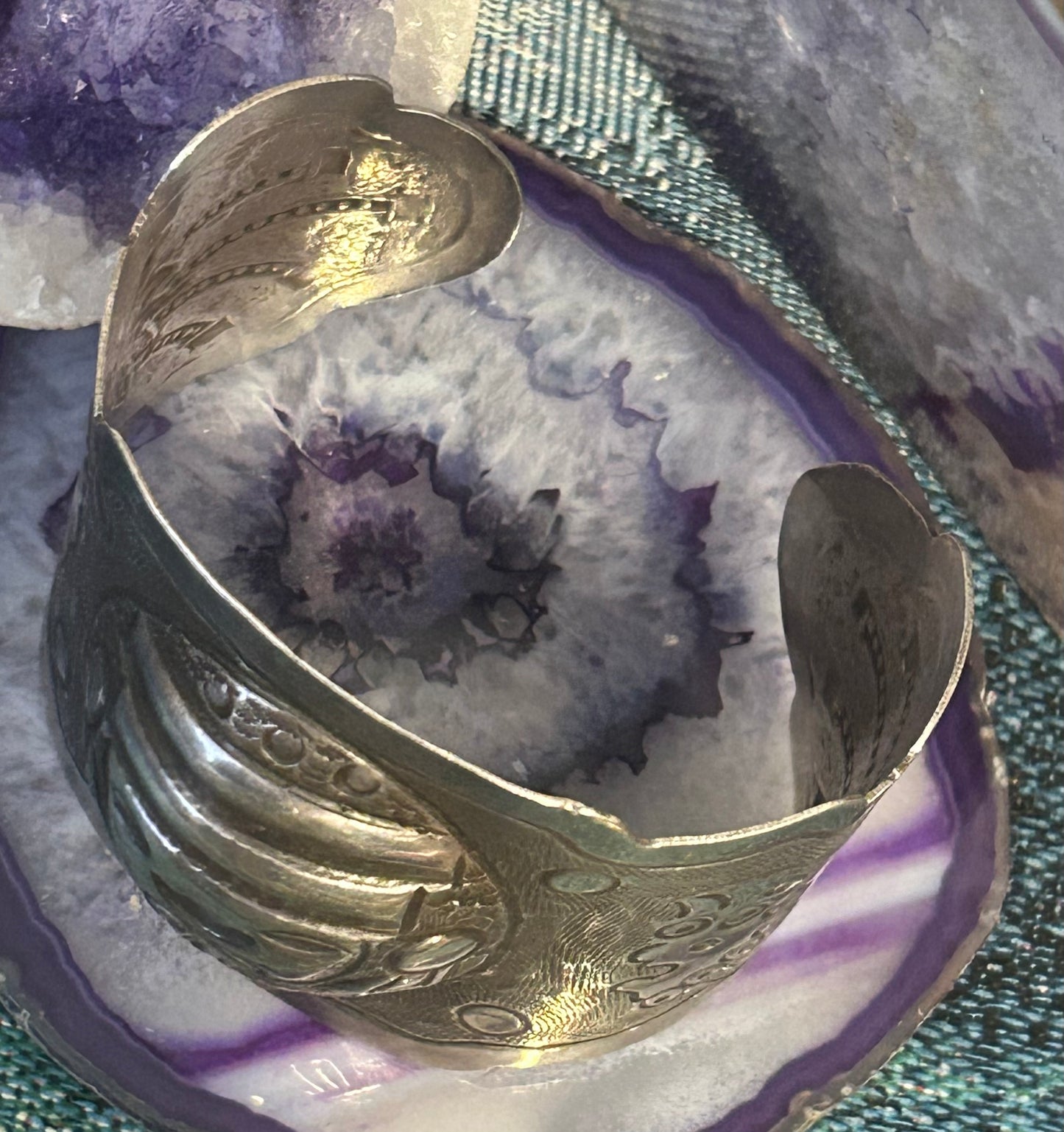 Vintage Sterling Silver 925 Mexico Warrior Mask Cuff Bracelet